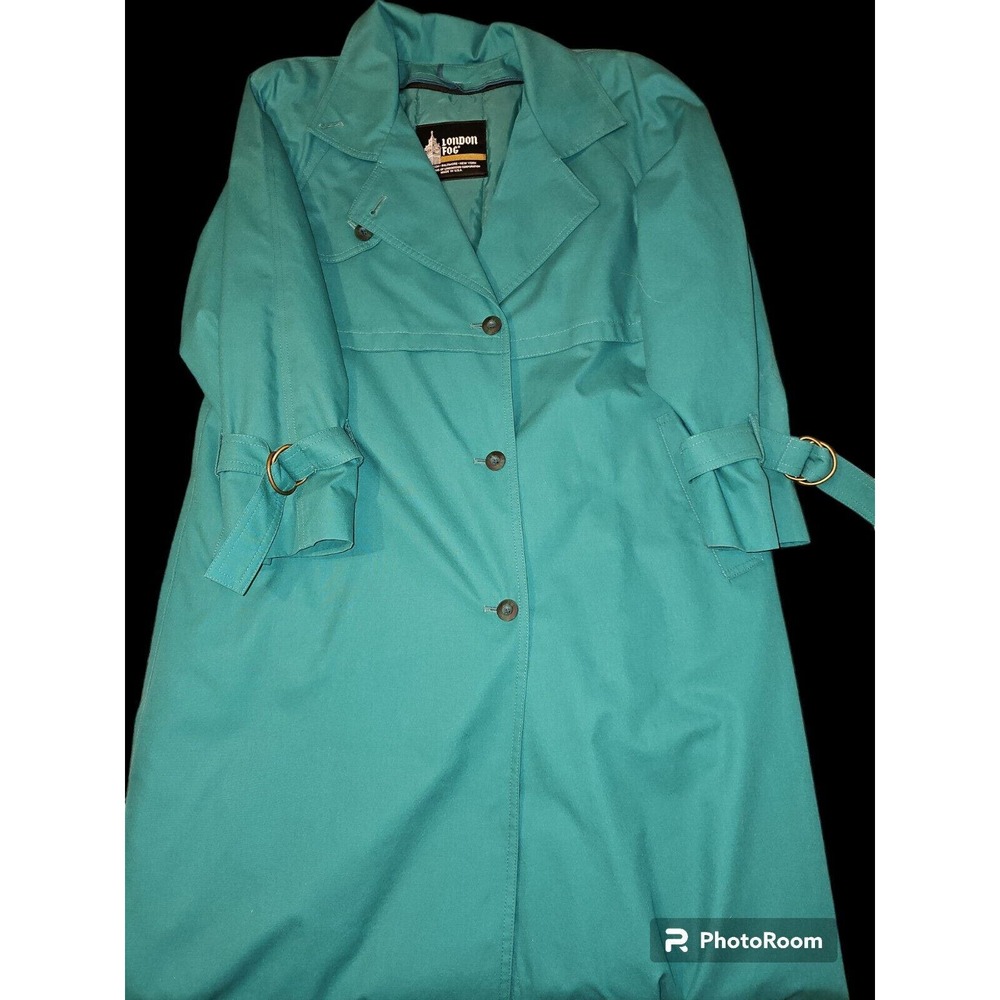 Vintage London Fog Trench Coat Teal/green‎ Size 4 Petite